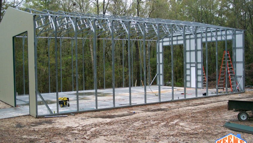 Commerical steel building project 40X60 Framing with front and back walls