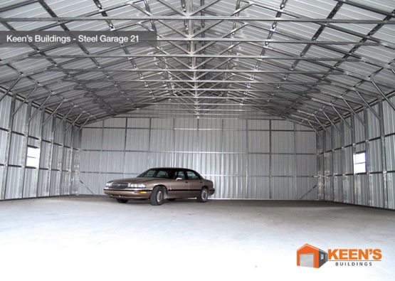Keens Buildings Steel Garage 21 40x61 Inside View