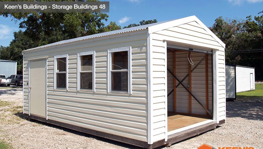 Keens Buildings Storage Shed with rollup door 48