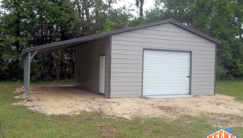 Single Steel Garage with Leanto